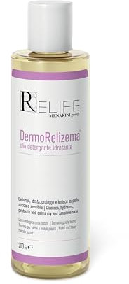 DermoRelizema olio detergente viso e corpo - Deterge, idrata, protegge e lenisce la pelle secca e sensibile, per adulti e bambini. Flacone da 200 ml