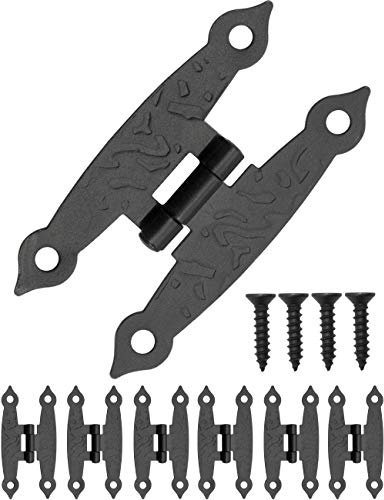 FUXXER Antike Möbelscharniere Eisen Vintage Zierscharniere 65 x 33 mm 6 Stück Schwarz