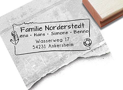 Stempel Individueller Adressstempel MARITIM Anker Norden Meer - Familienstempel personalisiert Name Adresse, Geschenk für Familie - zAcheR-fineT