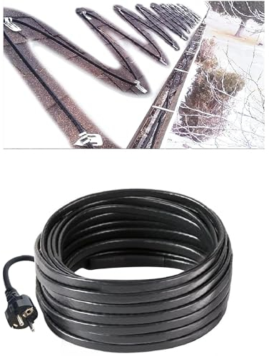 H&G lifestyles 8W/FT Roof Heat Cable for Roof and Gutters, Self-Regulating Heaters to Prevent Ice Dams,Heavy Duty Heat Tapes for Snow De-Icing, 8Watts per Foot Patented Heating Technology 60FT