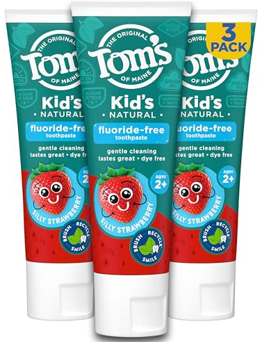 Tom's of Maine Kids Fluoride Free Toothpaste, Silly Strawberry, 3Pk, 5.1 oz