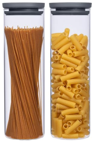 HATTY HAYS Vorratsgläser mit Deckel luftdicht [2x1700ml] BPA-FREI | mottensichere Vorratsdosen | Spaghetti Aufbewahrung | Kaffeebohnen Behälter | Pasta Dose | Müsli & Mehl Aufbewahrung | BPA-frei, lebensmittelecht, bruchsicher, temperaturbeständig, luftdicht, ideal für Mehl, Zucker, Nudeln, Reis & Hülsenfrüchte