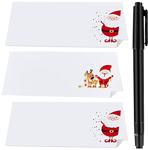 60 Stücke Weihnachten Platz Namenskarten Tischkarten Weihnachtsmann Elch Platzkarten Sitzkarten Grußkarten Mit Stift Für Ferien Hochzeit Winter Party Dekoration