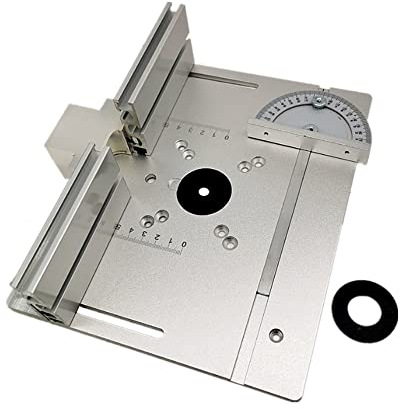 FAJIA Set mit 3 Frästisch-Einlegeplatten, Aluminiumlegierung, Holzfräsen, Flip-Board, Schneidemaschine, Gravur-Hilfswerkzeug mit Gehrungslehre, Tischsäge, Holzbearbeitungsbänken