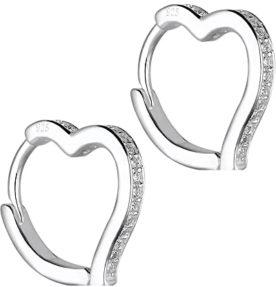 Treuheld® 925 Sterling Silber Herz-Creolen mit Kristallen