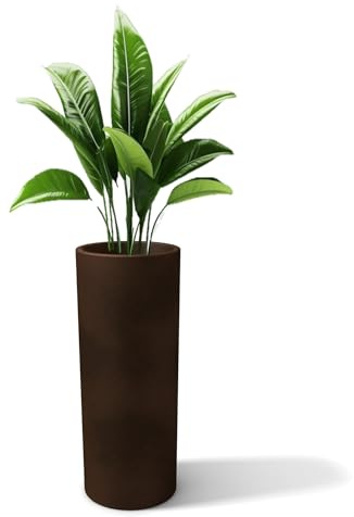 Kloris Macetero Alto cilíndrico Barroco 70 marrón Bronce Polietileno diámetro cm Altura 70 cm Profundidad Compartimento 26 cm Made in Italy