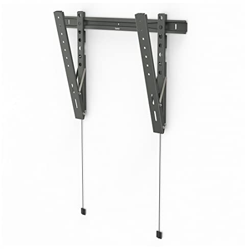 Hama Fischer - Soporte de Pared para televisores (Soporte de Pared de 90 Pulgadas, VESA 50 x 50 hasta VESA 600 x 400, hasta 80 kg, Distancia a la Pared 2 cm, extraplano, Altura Ajustable, con Tacos