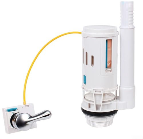 Toilet Dual Flush Valve with Push Button, 2 in Toilet Cistern Flush Valve Overflow Lever Operated Dual Flush Toilet Tank Toilet Flush System Replacement(For 2-Piece)