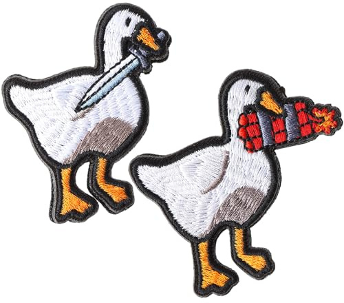 Mabor 2Pcs Lustige Enten Taktischer Lustig Klett Patches Aufnäher für Kleidung Bestickt Patch mit Sprengstoff Messer Meme Patch für Rucksäcke Hüte Jacken Jeans