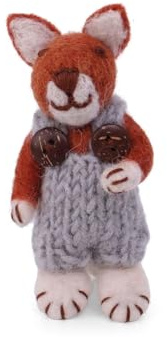 Gry & Sif Handmade & Fairtrade Certified Stylish Danish Design X Artisans from Nepal | Tier-Figuren aus Filz - Fuchsfamilie | Deko-Figuren zum Hinstellen | 8cm