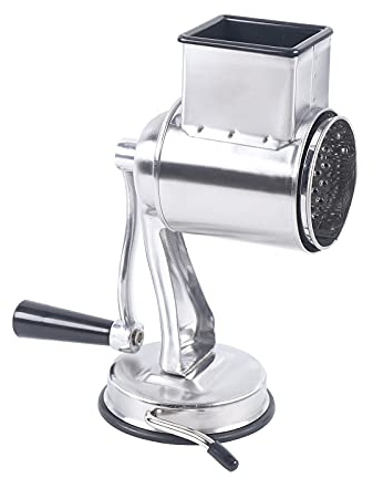 Electric Cheese Grater Vegetable Slicer Stainless Steel Drum Grater, Set,Rotary Kitchen Cutter Nut Mill,Cheese Graters Supplied with Different Blades,Stainless Steel,Silver