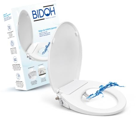 BIDOH - Siège Toilette Japonaise Complet, Abattant WC Lavant en O avec Double Buses homme et femme, Bidet WC, Non Électrique Frein de Chute - Forme en (O)