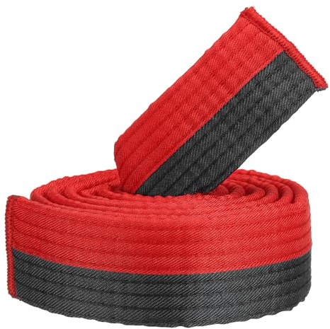 PATIKIL Taekwondo Farbiger Ranggürtel, 1,6 x6Ft 1,8M Polyester Kampfsport Judo Karate Gürtel für Unterricht Praxis, Rot-Schwarz