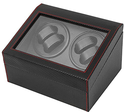 CLEADONG Caja Giratoria Automática Para 4+6 Relojes, Funciona Con Pilas o Fuente de Alimentación - Negro, Funcional