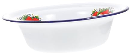 FUNOMOCYA Tazón de Fideos Esmaltado de Hierro Estilo Retro Blanco Gran Capacidad y Resistente a Olores para Verduras y Arroz en Casa