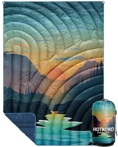 hotkoko Campingdecke, leicht und verstaubar, bauschig und warm, multifunktional, Wasser- und geruchsresistent, perfekt für Camping, Wandern, Reisen, Picknicks