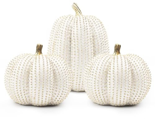 TaoQ C 3 pezzi zucca di resina di ringraziamento, statuine di zucca di autunno figurine di zucce del ringraziamento zucche di resina grandi per la casa Halloween Thanksgiving autunno decorazione