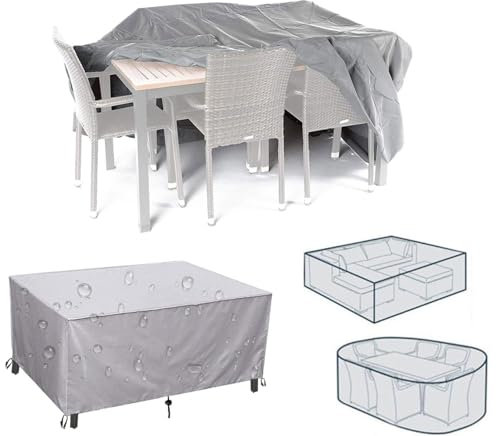 LSYALUCK Abdeckung für Gartenmöbel, 90x90x100cm(LxWxH) Abdeckplane Winddicht Winterfest wasserdicht für Gartentische 420D Oxford Schutzhülle für Terrassenmöbel - Rechteckig