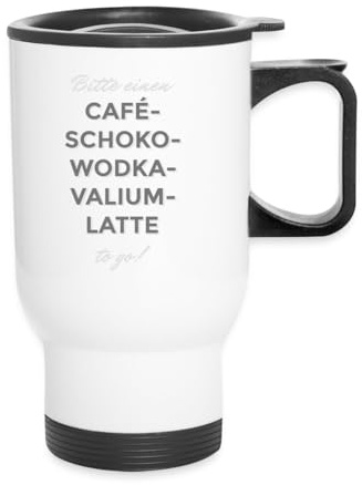 Bitte Einen Café-Schoko-Wodka to go Witzig Spruch Thermobecher mit Henkel