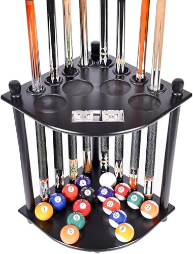 BILMAG Billard Queue Halter Ständer mit Punktezähler für 8 Queues und Kugeln (Schwarz)