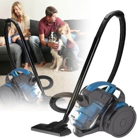 Aspiradora cilíndrica sin bolsa, con cable, 1,8 l, depósito de polvo de fácil vaciado, cable de alimentación de 5 m, filtro HEPA de 4 etapas, 37,5 x 25,5 x 27,5 cm