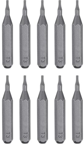 sourcing map 10 Stück T3 Torx-Schraubendreher-Bits, 5/32 Zoll Sechskantschaft, 28 mm Länge, magnetischer Stern, 6-Punkt-Kopf-Sechskant-Bits, S2-Stahl-Schraubendreher-Bits für elektrische