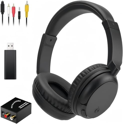 Casque TV Sans Fil avec émetteur Bluetooth Hi-Fi 30 Heures Facile à Utiliser pour Seniors Avec Convertisseur Numérique Compatible Avec Tous Les Appareils de Sortie Audio Comme la Télévision