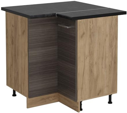 Vicco Eckunterschrank R-Line, Küchen Eckschrank, Edelgrau, 75.6 cm, AP Anthrazit