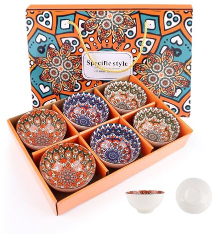 YIK TUNG 6 ciotole per cereali in porcellana, piccole ciotole da dessert, ciotole in porcellana per bambini e adulti, ciotola colorata per snack – Microonde e lavabile in lavastoviglie