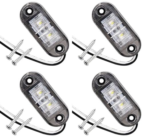 4 PCS Blanc IP65 12 V/24 V Ovale LED latérales Feux, Ovale Avant et Arrière, Feu de Position pour Camion, Remorque, Van, Caravane, Bus,LED Feux de Marquage Latéral, Haute Visibilité et Étanchéit