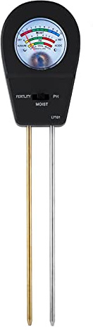 Igrometro Professionale Tester del suolo del metro di pH del terreno 3-in-1 con strumento di giardinaggio del ph meter di fertilità dell'umidità for il prato agricola esterno(Noir)