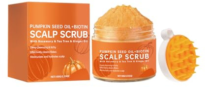 Scrub per cuoio capelluto con Olio di semi di zucca+biotina: scrub naturale scrub per cuoio capelluto, Olio di semi di zucca, peeling per capelli con spazzola massaggiante per cuoio capelluto sano