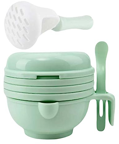 Ipetboom Multifunktionales Babynahrungs Zerkleinerungsset aus Leichtem Pp mit Ergonomischem Stiel und 3-teiligem Mahlwerkzeug für Hausgemachte Babynahrung