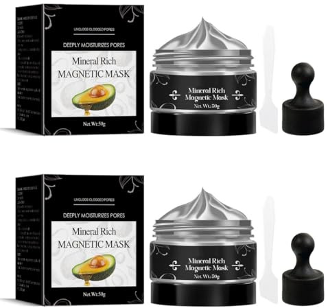 Mineralreiche Magnetmaske, Porenreinigung, Peel-Off-Maske gegen Mitesser, Tiefenreinigung, Peeling, beruhigend und reparierend, für alle Hauttypen geeignet (2pc)