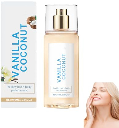 Spray parfumé pour cheveux sains–Corporel à la noix de coco et à la vanille,brume hydratante longue durée pour cheveux et peau,parfum léger et rafraîchissant à la vanille et à la noix de coco (1pcs)