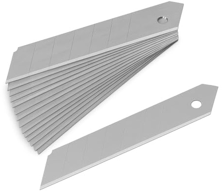 50x Lame Taglierino 18mm – Lame Cutter di Ricambio in Acciaio al Carbonio – Lame Universali Ultra Affilate per Cutter Standard – Confezione da 50 – Lemag srl