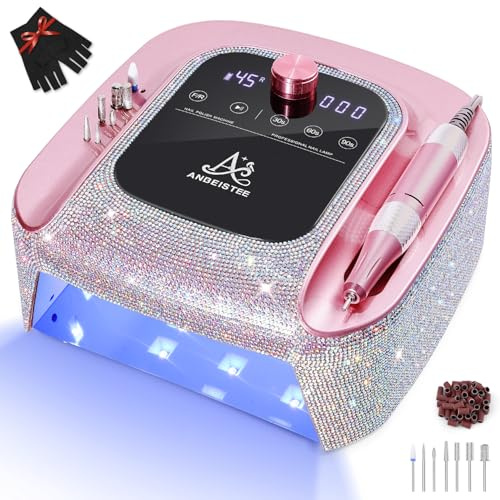 ANBEISTEE 2-in-1 Nail Drill & UV LED Nail Lamp, Professional Rechargeable 45000 RPM Electric Nail Drill Machine, Nail Grinder, Fast Nails Dryer Curing Lamp, Designed for Salon, Home