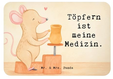 Mr. & Mrs. Panda Kühlschrankmagnet Maus Töpfern Design - Geschenk, whiteboardmagnet, zettelhalter, haftmagnet, Töpferkurs, Töpferei, Pinnwandmagnet, Magnet