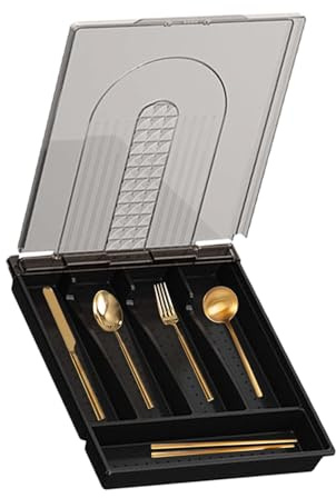 Almacenamiento De Cubiertos - Caja Organizadora De 33x28x4.8cm, Bandeja De Divisor De Cubiertos, Caja De Almacenamiento Cocina | Contenedor De Compartimento Múltiple, Cubierta De Tapa De Tr