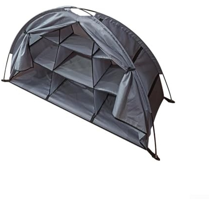 Zilimontt Organizador de almacenamiento de camping con 9 estantes plegables, tela Oxford 210D y marco de varilla de fibra de vidrio para caravana, tienda de campaña y uso al aire libre, ropa y zapatos