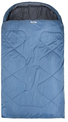 Mountain Warehouse Summit 250 Double Sleeping Bag - Portable & Lightweight, 3/4 Seasons, Warm, Adjustable Hood, 2-Way Zip - Winter, Camping, Hiking, Trekking & Outdoors Petrol One Size
