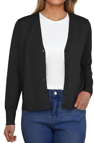 GRECERELLE Cárdigan ligero para mujer, cuello en V, manga larga, informal, con botones, para verano, noche
