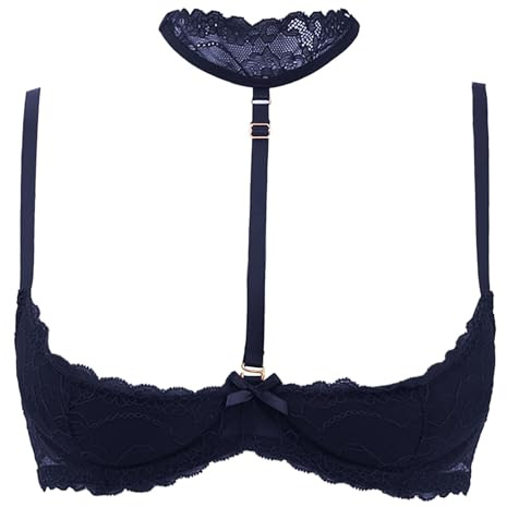 Women's Underwire Push Up Shelf Bra 1/4 Cup Demi Balconette Sheer Unlined Bralette