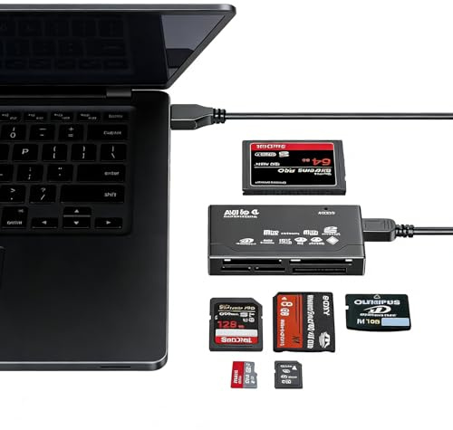 Lector de Tarjetas Memoria USB 2.0 6 en 1, Adaptador Multi-Formato para SD SDHC MicroSD TF CF MS M2 XD Mini SD y MMC, Transferencia 480 Mbps, Lector Todo en Uno Compatible con Windows, Mac OS y Linux
