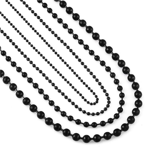 QAUUCP Kugelkette 1,5 Mm-5 Mm Schwarze Edelstahl-Kugelkette for Charm-Anhänger, wasserdichte Match-Halskette(16 inches/41cm,Width 1.5MM)