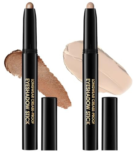 2 Stück Lidschatten Stift Matte & Schimmer, Nude Eyeshadow Stick, Lidschattenstift Wasserfest & Langanhaltend, Glatt Textur, Hochpigmentiertes Für Urlaubs & Weihnachten
