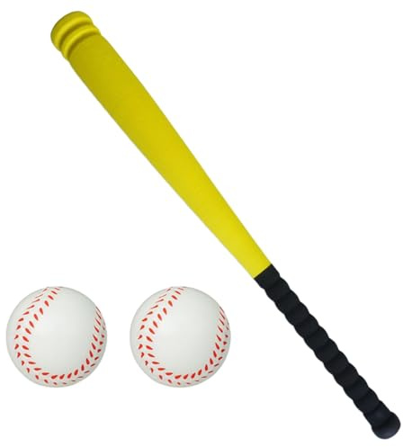 FashionCha 2 Stück Baseball Kinder Spielzeug Baseballschläger Trainingsspiel Schlagballset Aus Eva Material für Kindertraining Familie Geschenk, gelb 64cm