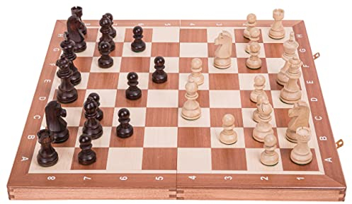 Square - Pro Schach Turnier Nr 5 Mahagoni - Schachbrett & Gewichtete Schachfiguren - Schachspiel aus Holz Staunton 5