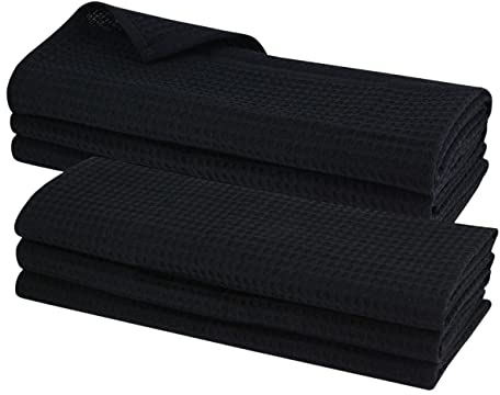 Gariella 6X Geschirrtuch aus 100% Baumwolle Waffel-Piqué in schwarz