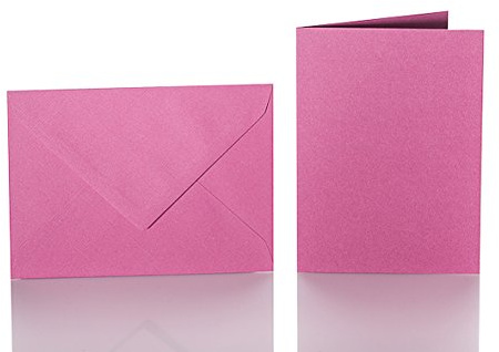 Paper24 25 Faltkarten blanko mit Umschlag 120x170 mm, Briefumschläge B6, Doppelkarten mit Umschlag sind ideal für Geburtstag in Purpur